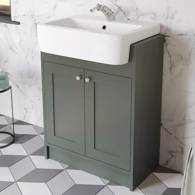 Bathwell Winchester Freestanding 600mm Vanity Unit in Matt Green