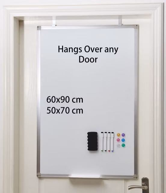 DoorBoard No Drill Magnetic Whiteboard with Aluminium Frame, White