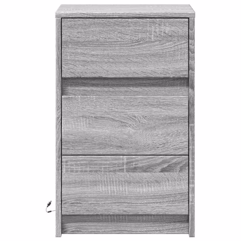 EONLION Modern Grey Bedside Cabinet with Integrated LED Lighting – 2