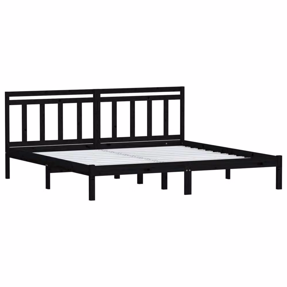 Berkfield Home Black Solid Wood Pine Bed Frame W/D/H: 200 x 200 cm – 3