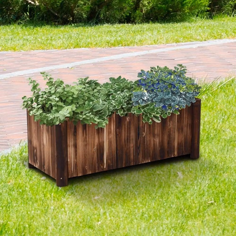 FLAVORA Wooden Raised Garden Bed in Brown, W/D/H: 120 x 50 x 45 cm – 4