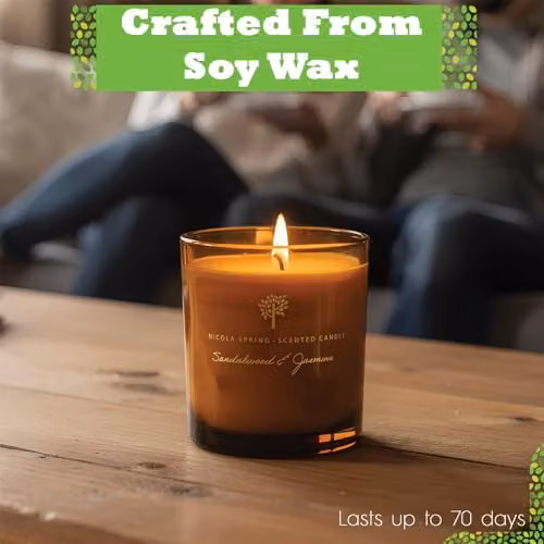 Nicola Spring Sandalwood and Jasmine Scented Soy Wax Candles, Pack of 3, 130g, Orange – 2