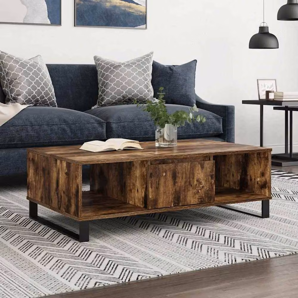 Berkfield Home Decorative Coffee Table in Smoked Oak Brown, W/D/H: 104 x 60 x 35 cm – 2