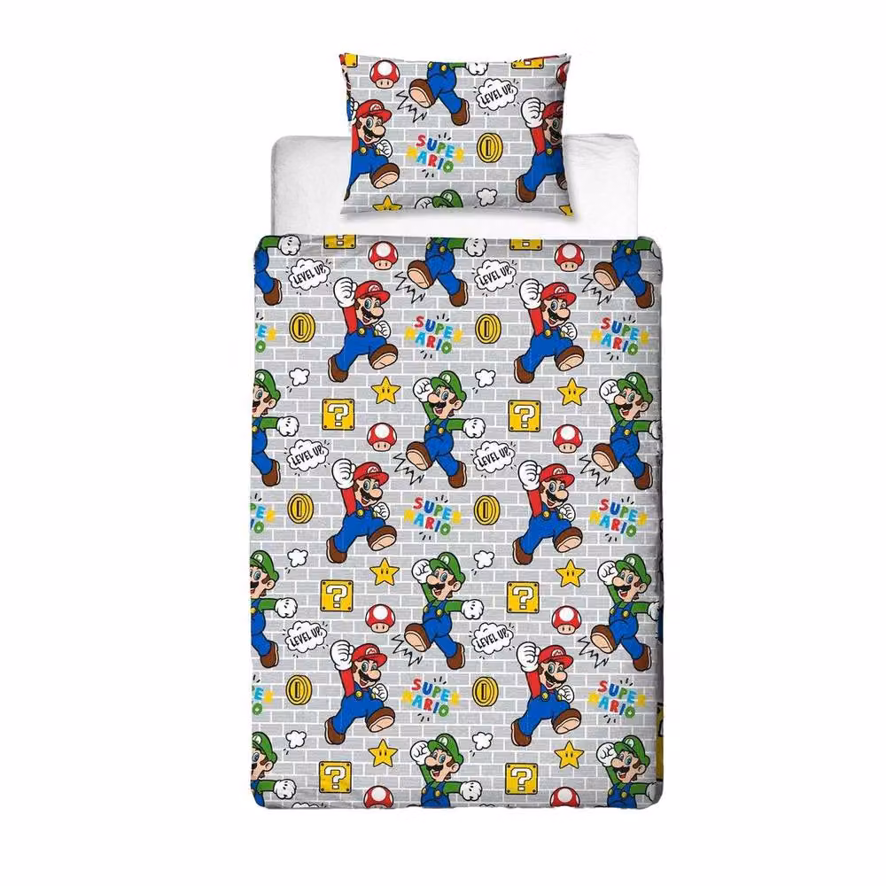 Super Mario Reversible Single Duvet Cover Set, Multicolour Polyester – 2