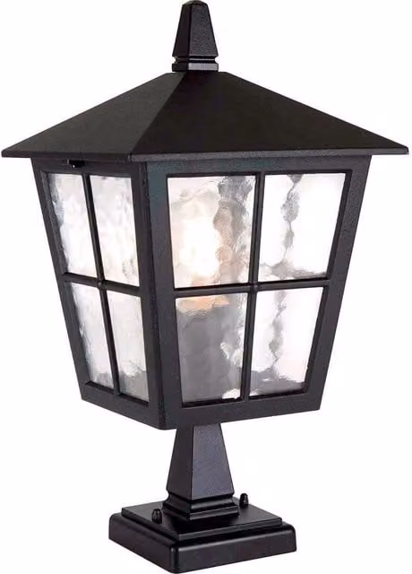 Netlighting Canterbury Black Outdoor Pedestal Lantern with Glass and Aluminium Body, IP43, E27