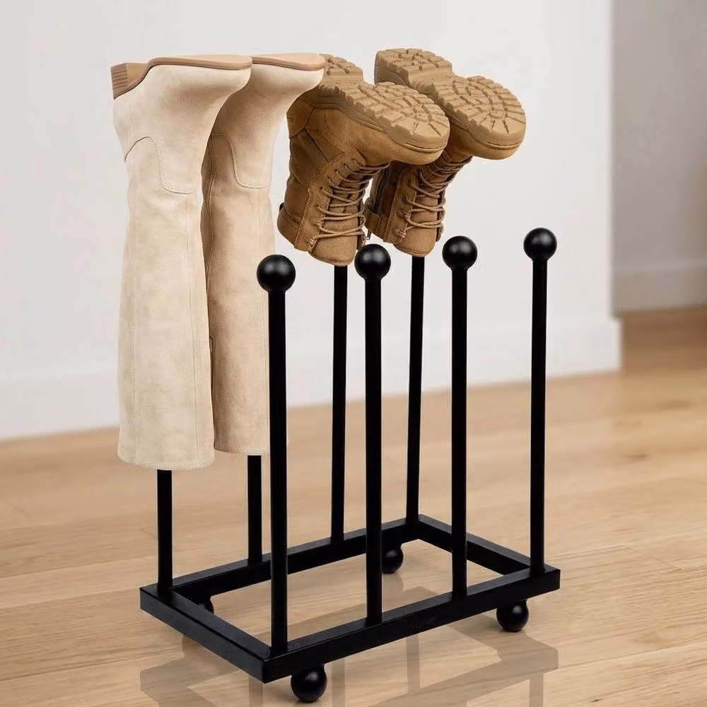 KORVIXA Black Metal Wellington Boot and Shoe Rack Stand, W: 50 cm – 3