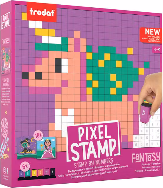 Trodat Fantasy Pixel Self-Inking Stamp Kit for Children in Black and Multicolour