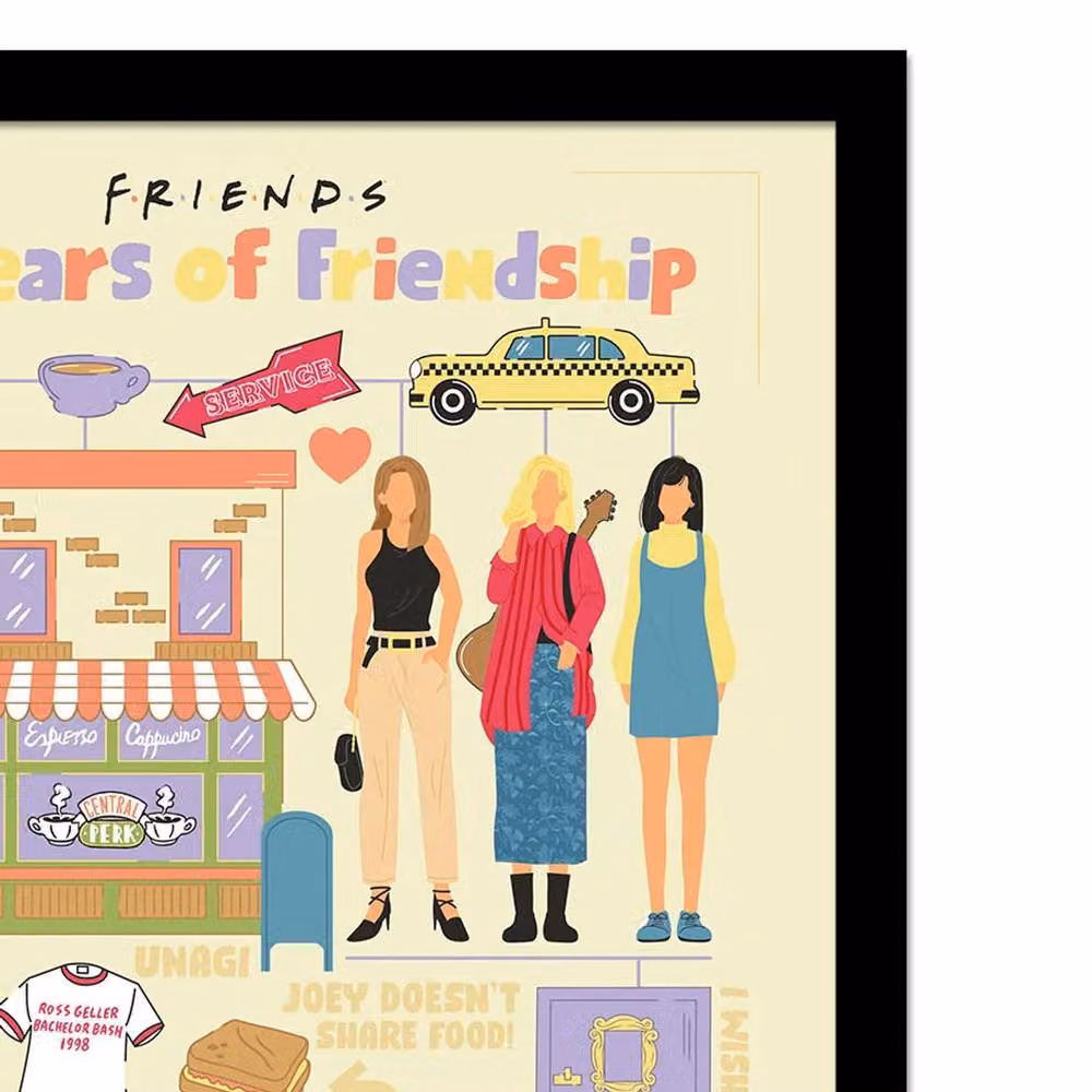 Friends 30 Years Of Hip Multicolour Framed Typography Poster – 2