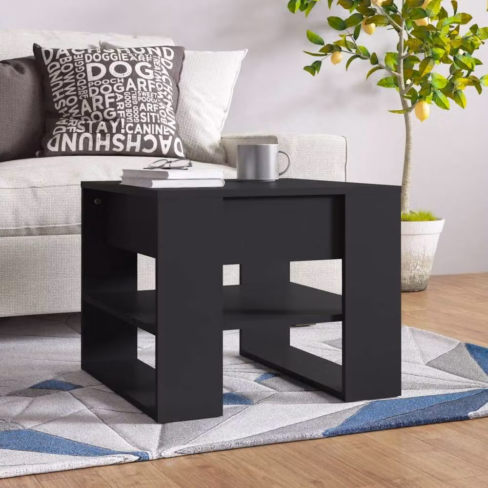 Berkfield Home Modern Black Decorative Coffee Table, W/D/H: 55.5 x 55 x 45 cm – 2