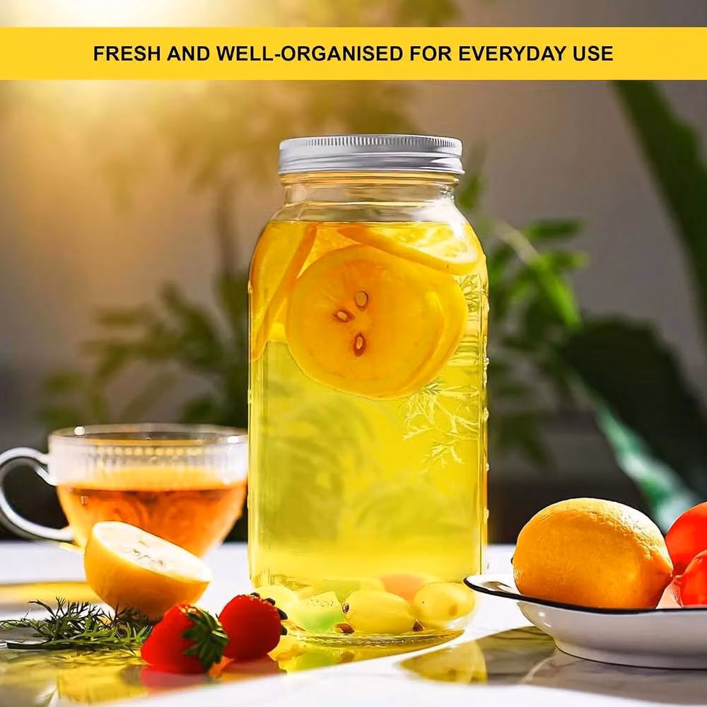 ATEK 6 Pack Clear Glass Clip Top Pickling Jars with Airtight Lids, 2 l each – 5
