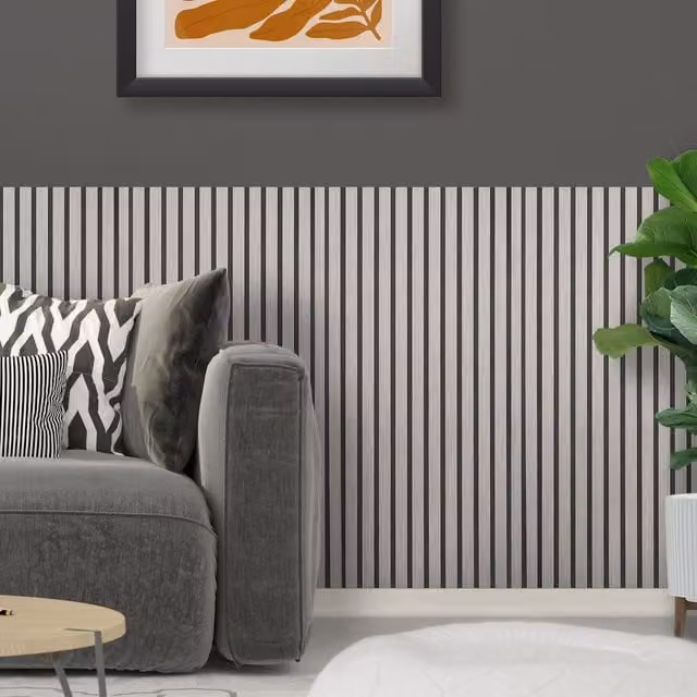 Fuse Acoustic Grey Oak Wood Look Wall Panel, W: 120 cm, H: 60 cm