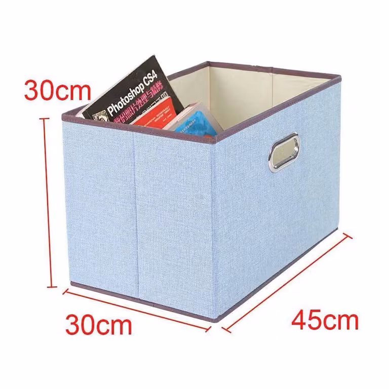 PAWNORA Blue Collapsible Fabric Storage Boxes with Lid