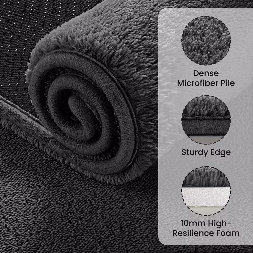 SPETLEK Round Fluffy Shaggy Rug in Dark Grey, Diameter: 120 cm – 2