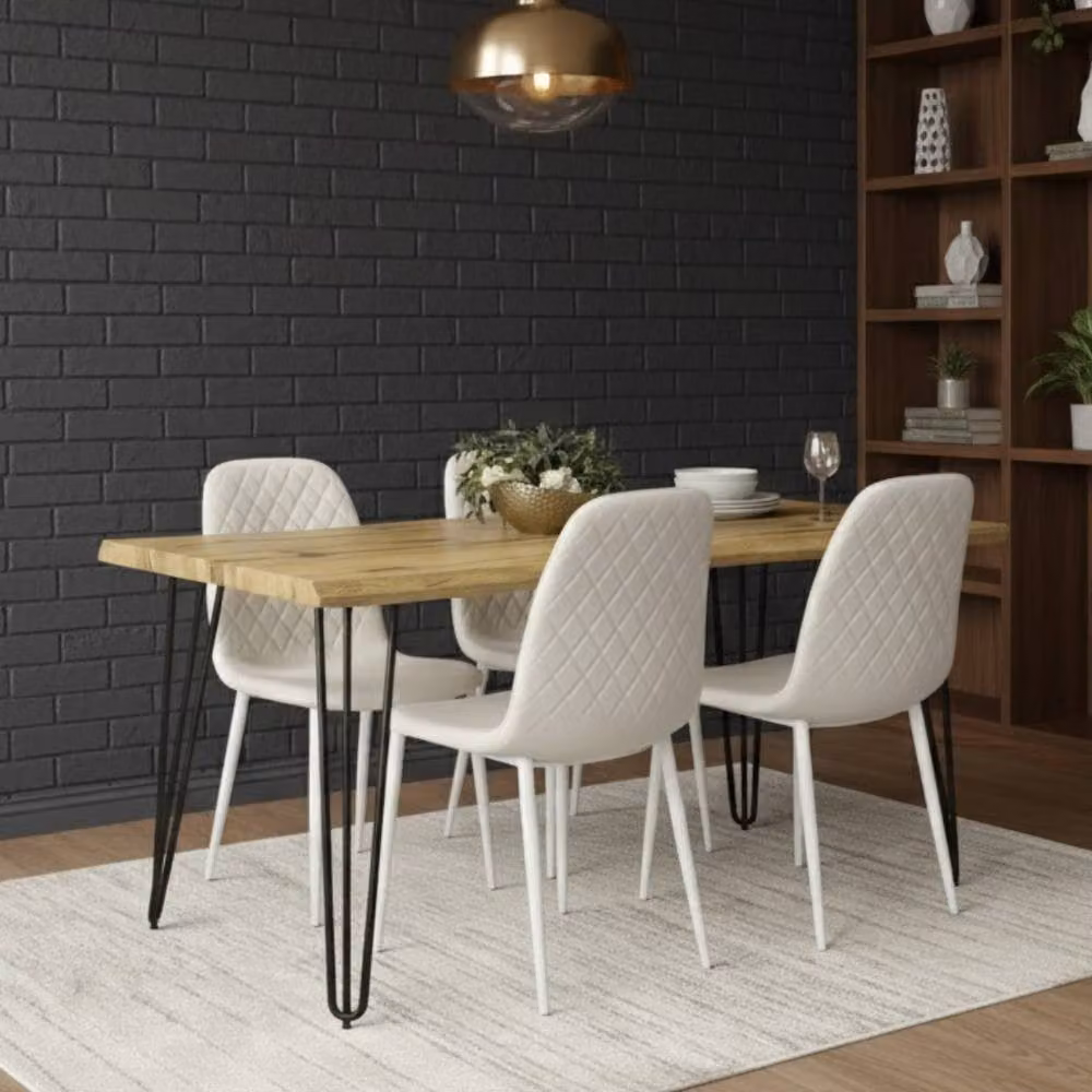 KOSY KOALA Modern Dining Table Set with 4 Chairs in White and Black – 3