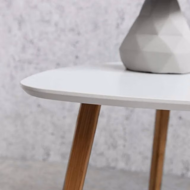 Noa and Nani Modern Round White Pine Wood Side Table