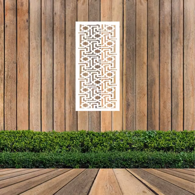Laser Hut Modern Geometric Metal Wall Art in White and Black