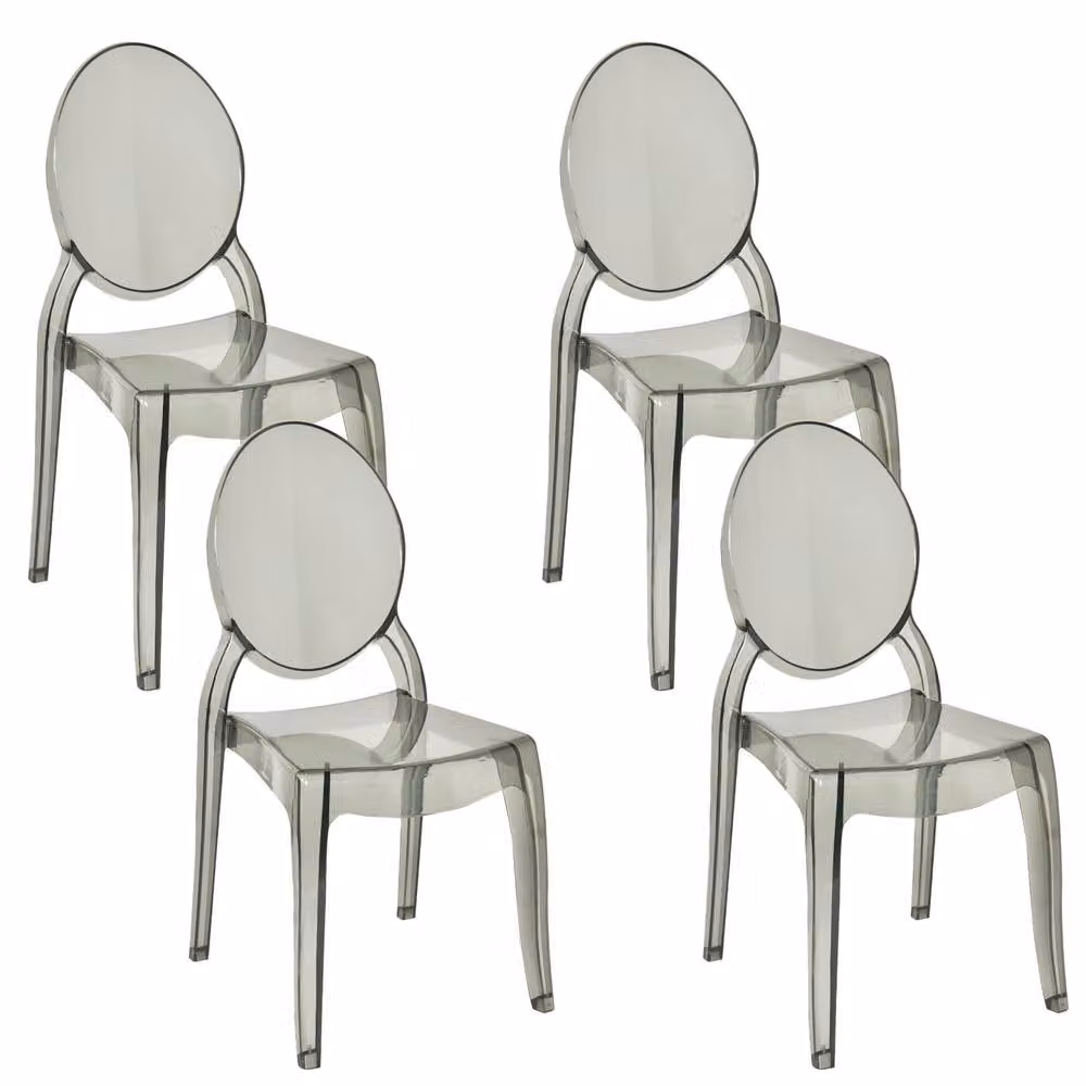 Wyld and Coco Set of 4 Black Transparent Polycarbonate Dining Chairs – 2