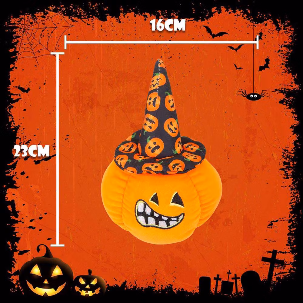 VFM e-Store Pumpkin Soft Toy Halloween Decoration in Orange and Black, W/D/H: 23 x 16 x 1 cm – 2