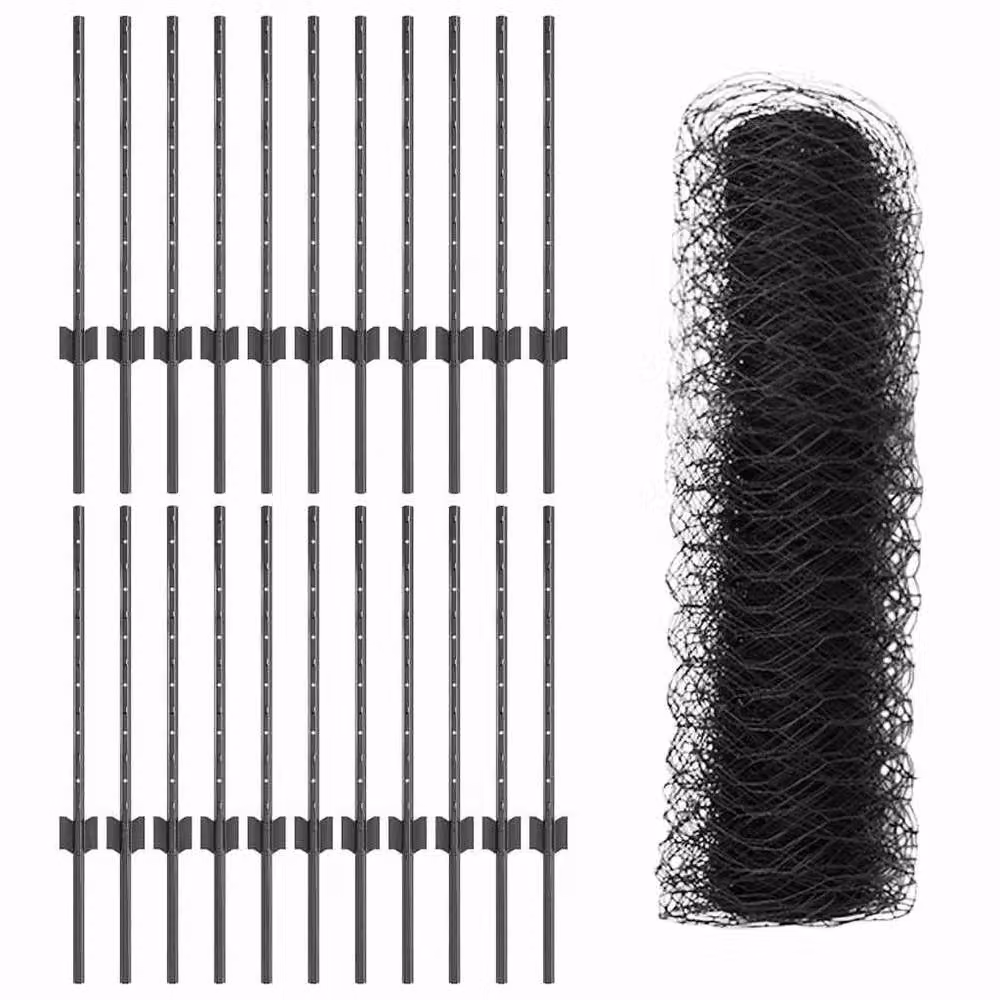 Berkfield Home 11-Piece Steel U-Channel Hexagon Fence Posts in Dark Grey, Height: 60 cm – 3