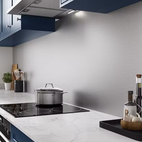 Bushboard Silver Aluminium Kitchen Splashback Panel, W: 300 cm, H: 75 cm, D: 0.4 cm – 3