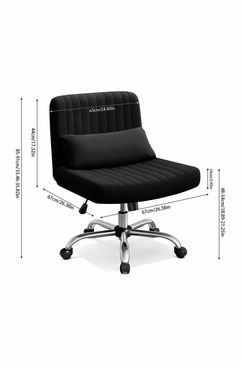 Living and Home Ergonomic Black Velvet Fabric Reclining Office Chair for Home or Office – 2