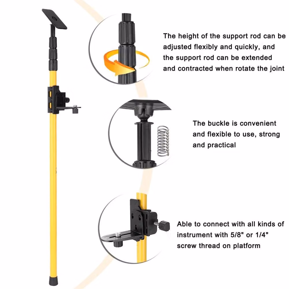 Nordara 4M Adjustable Telescopic Pole for Rotary Line Lasers in Yellow – 4