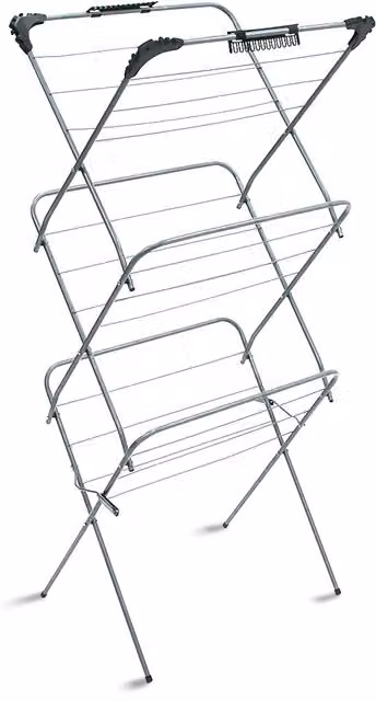 Libbi Lou 3-Tier Foldable Indoor Clothes Airing Rack with 14m Drying Space in Metallic Silver – 1