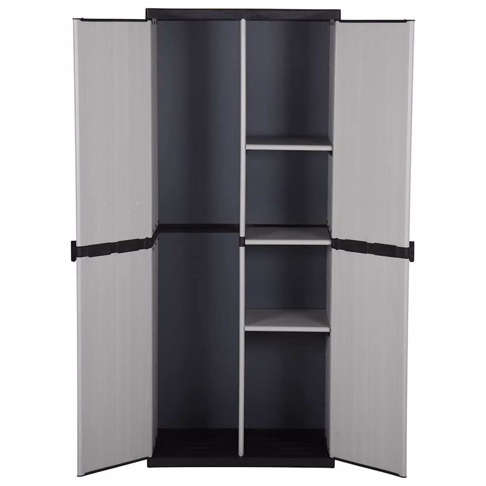 Berkfield Home Garden Storage Cabinet with 3 Shelves, Grey and Black, W/D/H: 68 x 40 x 168 cm – 3