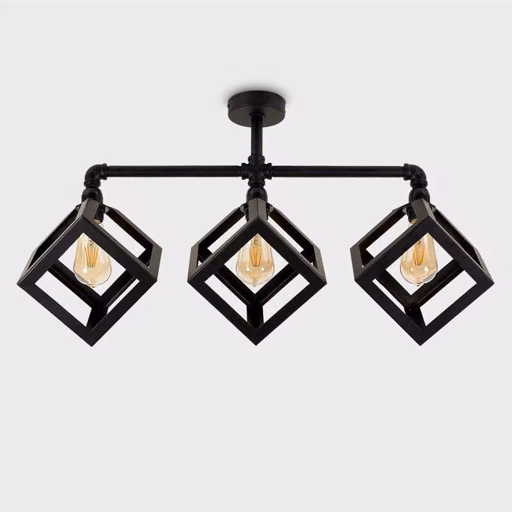 ValueLights Luiggi Eschor Industrial 3 Way Black Metal Ceiling Bar Light – 2