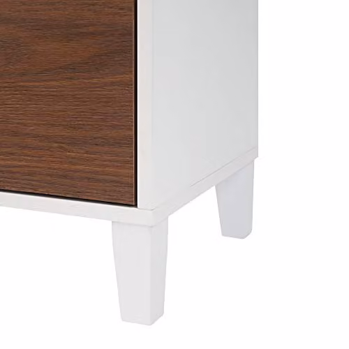 Teamson Home Tyler Mid Century Wooden Bathroom Free Standing Storage Cabinet with Internal Shelves and Hinged Doors, W/D/H: 33 x 33 x 86.8 cm, White and Brown – 2