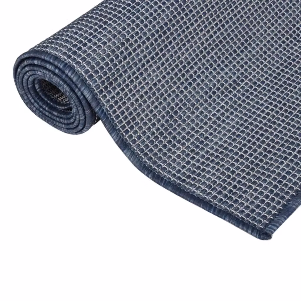 Berkfield Home Blue Outdoor Flatweave Round Rug, Diameter: 100 cm – 2