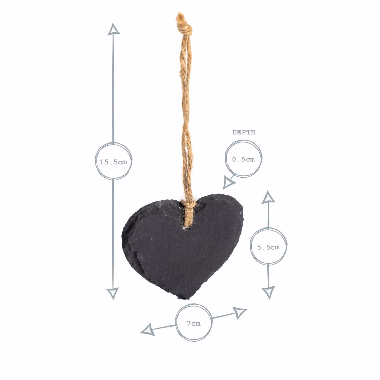 Nicola Spring Grey Slate Heart Hanging Tag, W: 7 cm, H: 5.5 cm – 3