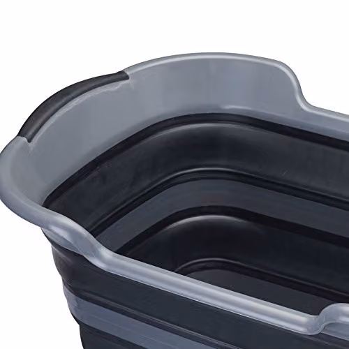 MasterClass Smart Space Collapsible Plastic Laundry Basket with Handles, Black and Grey, W: 60.5 cm, D: 40 cm, H: 28 cm – 4