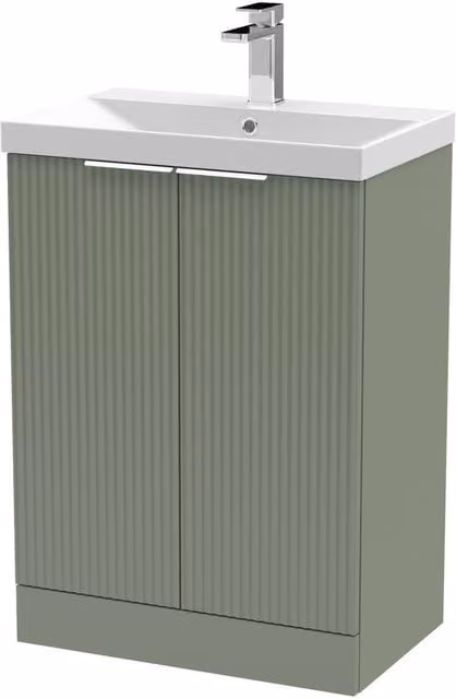 Balterley Tixall Fluted 2 Door Freestanding Vanity Basin Unit in Matt Satin Green, Width: 60 cm