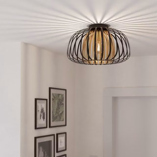 Eglo Encinitos Modern Metal Ceiling Light, Black and Gold/Brass, W: 40.0 cm, D: 45.0 cm, H: 26.0 cm