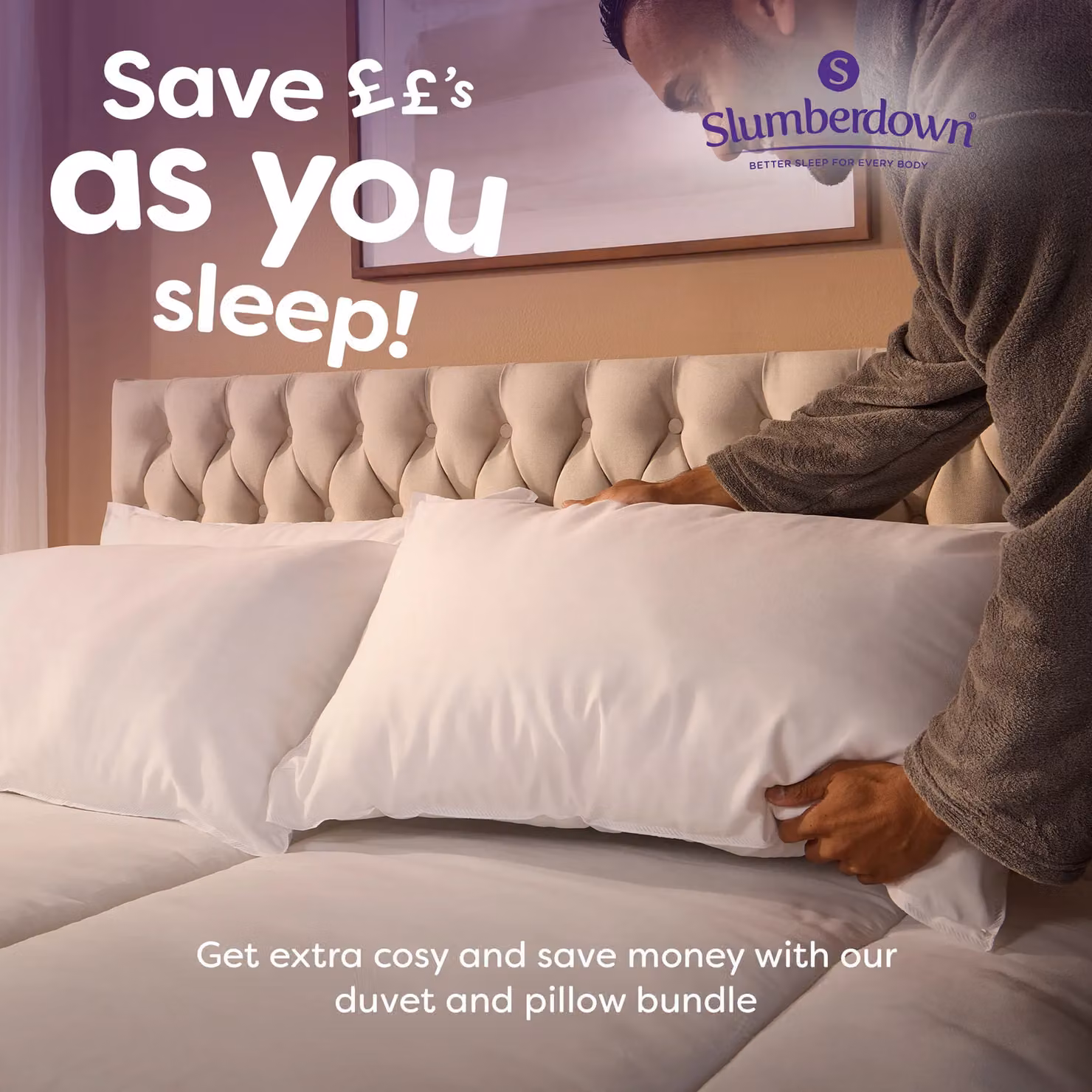 Slumberdown Cosy Nights Firm Support Pillows 4 Pack, White, W: 74 cm, H: 48 cm – 2