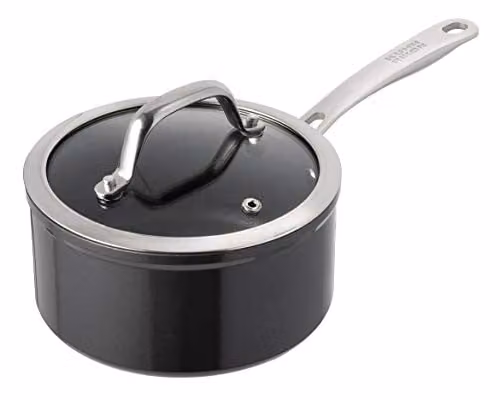 Kuhn Rikon Easy Pro Non-Stick Aluminium Saucepan with Glass Lid, Black, 2.3 l – 1