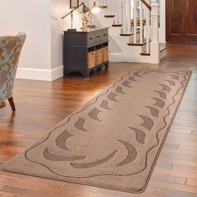 Smart Living Non Slip Striped Gel Mat in Beige, W: 80 cm x L: 300 cm