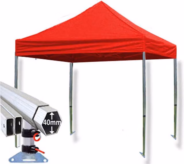 Crocodile Trading Ltd Extreme 40 Instant Pop Up Pent Gazebo, Red, W: 300 cm, D: 300 cm, H: 170 cm