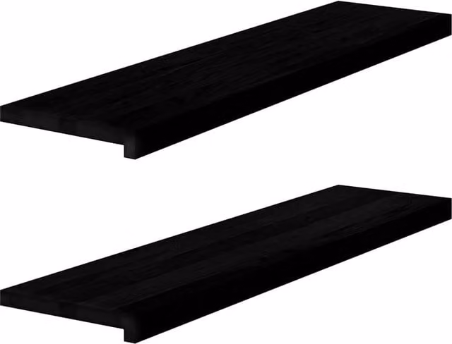Berkfield Home Solid Oak Wood Window Sills, 2 Pieces, Dark Brown, W: 100 cm, D: 25 cm, H: 2 cm – 1