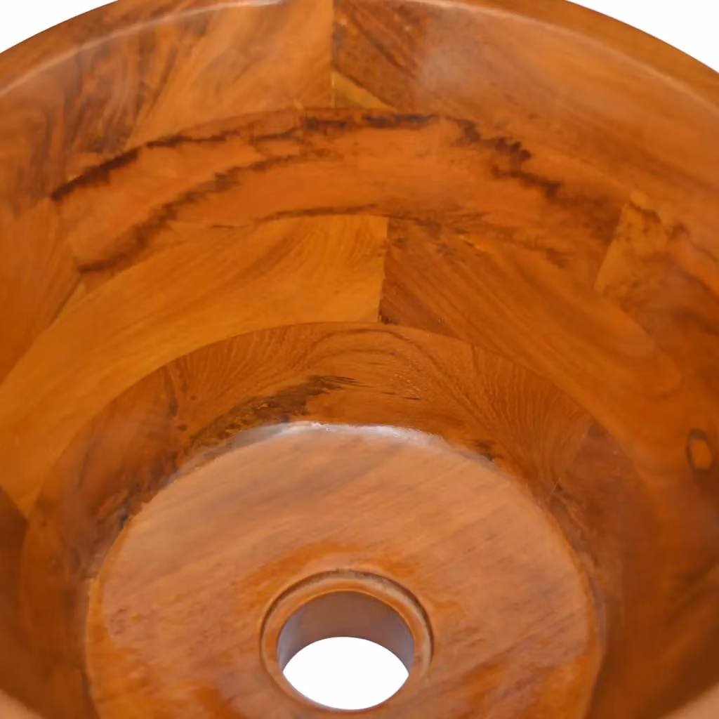 Berkfield Home Solid Teak Wood Basin, Brown, W: 40 cm, D: 20 cm, H: 20 cm – 2