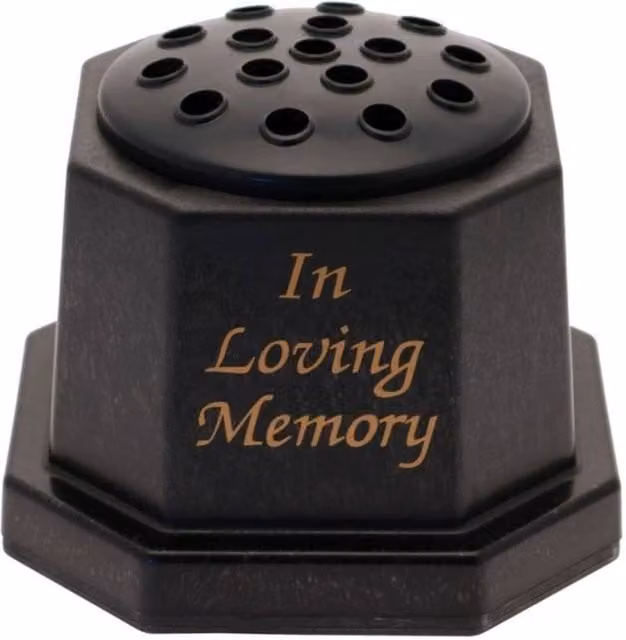 KDMD In Loving Memory Condolence Vase in Black and Gold, H: 17 cm, W: 15 cm, D: 1 cm – 1