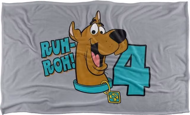 Warner Bros. Scooby-Doo Ruhroh I'M 4 Silky Touch Super Soft Fluffy Throw Blanket, Large, Multicolour and Grey – 1
