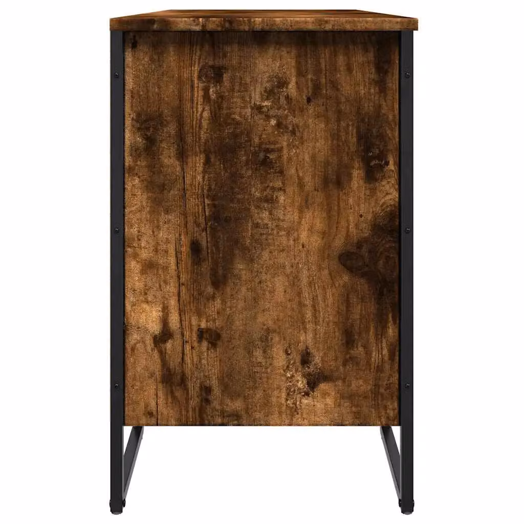 Berkfield Home Industrial Shoe Cabinet in Smoked Oak with Integrated Seat, W/D/H: 90 x 38 x 61.5 cm – 4