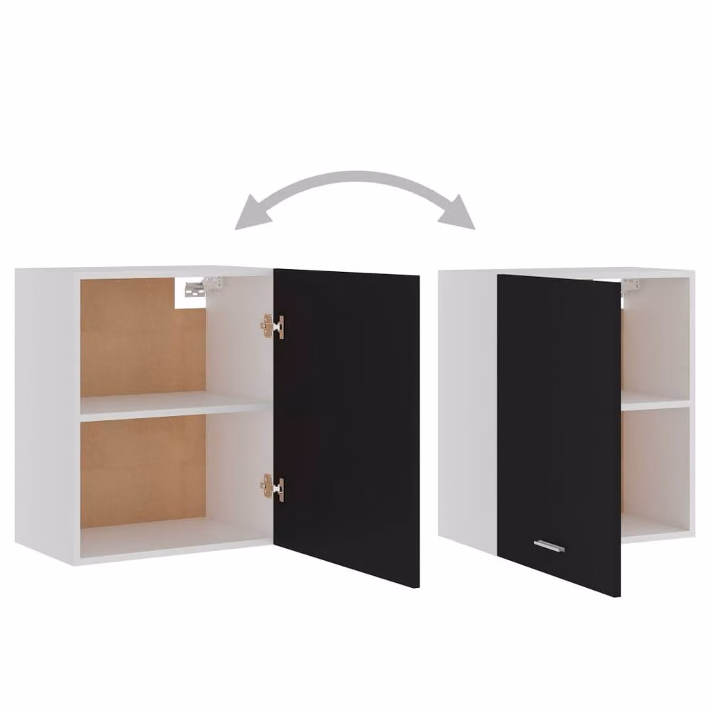Berkfield Home Set of 2 Black Wall Mounted Kitchen Hanging Cabinets, W/D/H: 50 x 31 x 60 cm – 3