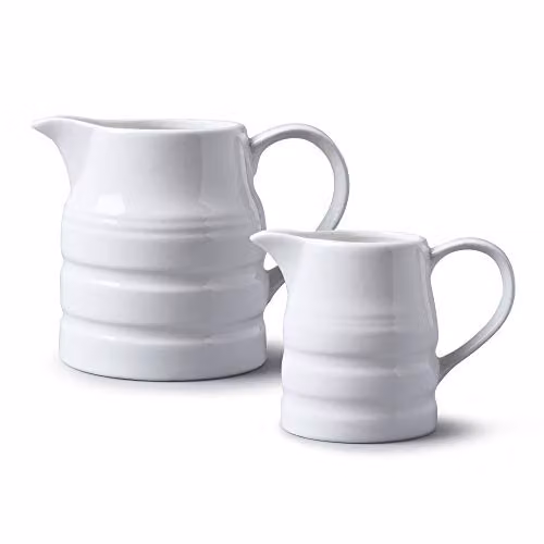 WM Bartleet & Sons Porcelain Traditional Churn Jug Set of 2, White, 284 ml and 1 Pint
