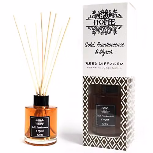 KDMD 120ml Orange Reed Diffuser with Gold, Frankincense & Myrrh Scent