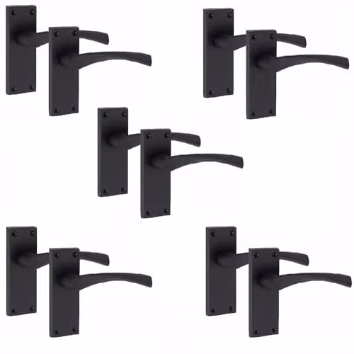 Golden Grace Astrid Victorian Scroll Door Latch Handles, Matt Black, 5 Pairs – 1