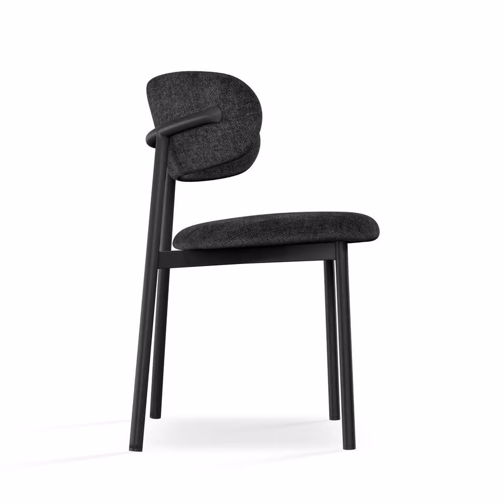 More4Homes Arlo Black Round Dining Table and Myla Linen Dining Chair Set of 4, W: 120 cm, H: 75 cm – 3