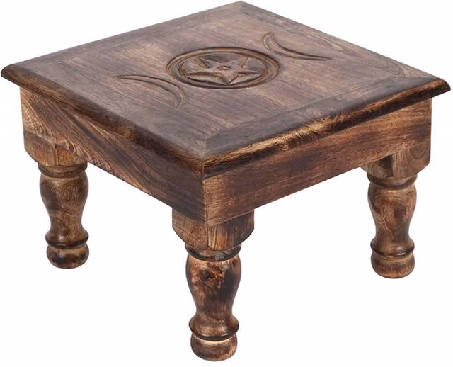 KDMK Triple Moon Altar Table in Brown Mango Wood